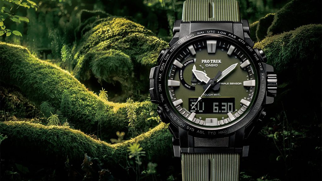 Casio Pro Trek outdoor horloge gemaakt van biomassa kunststoffen