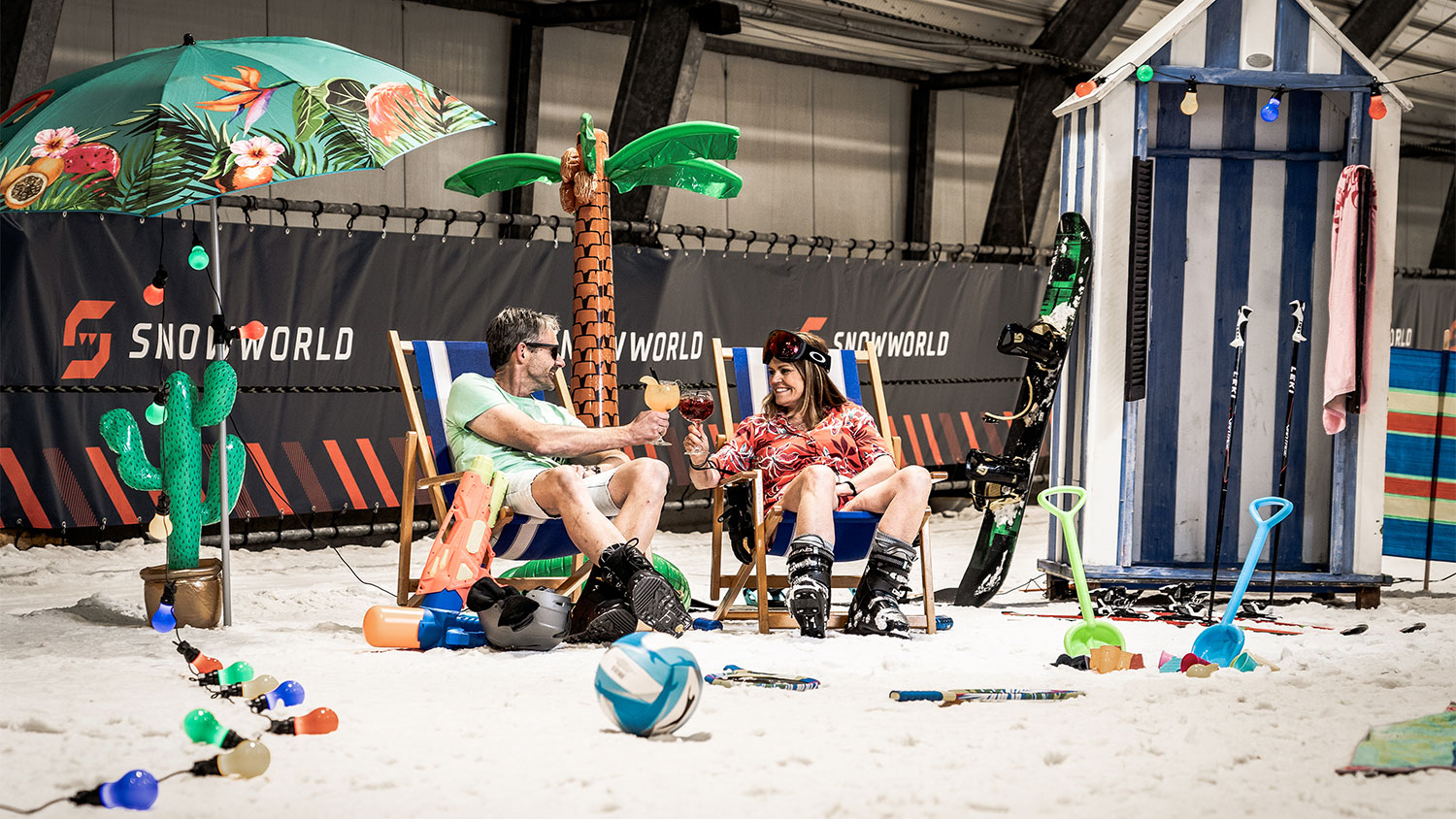 Winterpret bij SnowWorld met zomerskiën